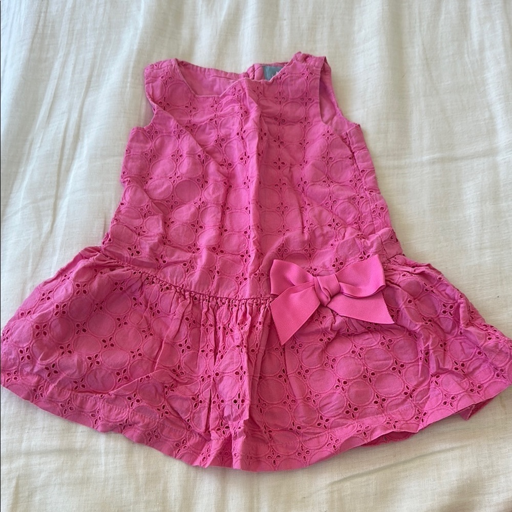 Baby gap Pink Eyelet Dress with Bow 12/18m